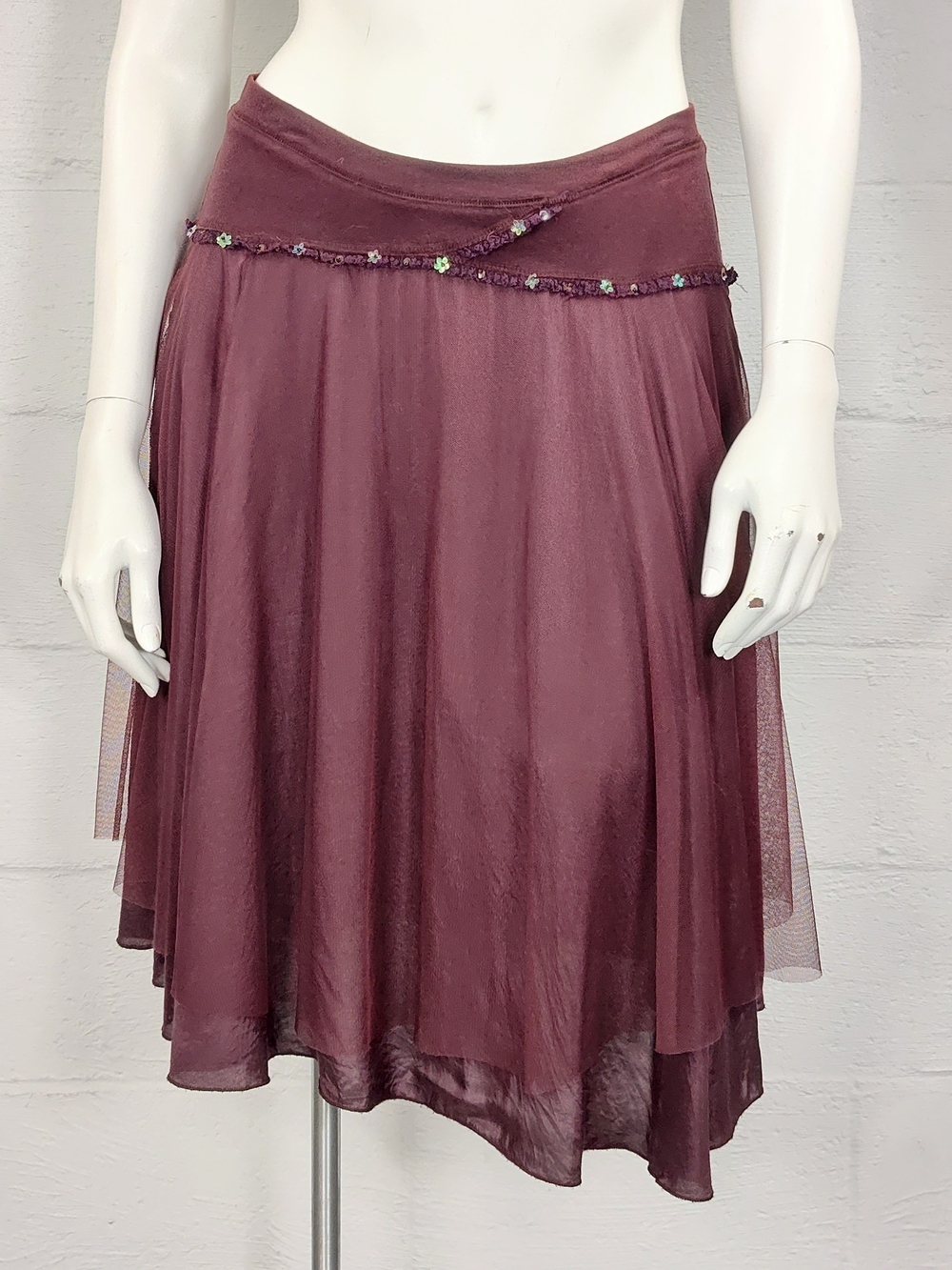 Free People Y2K Dusty Mauve Fairy Layered  Chiffon Skirt